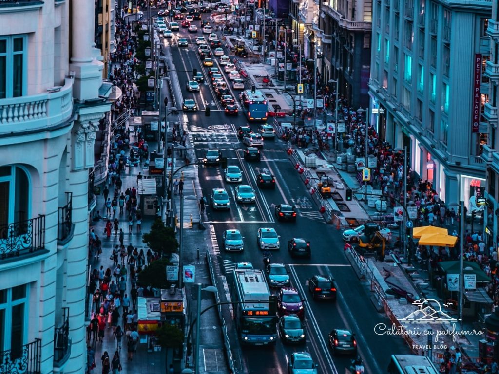 Madrid capitala Spaniei trafic centru noaptea